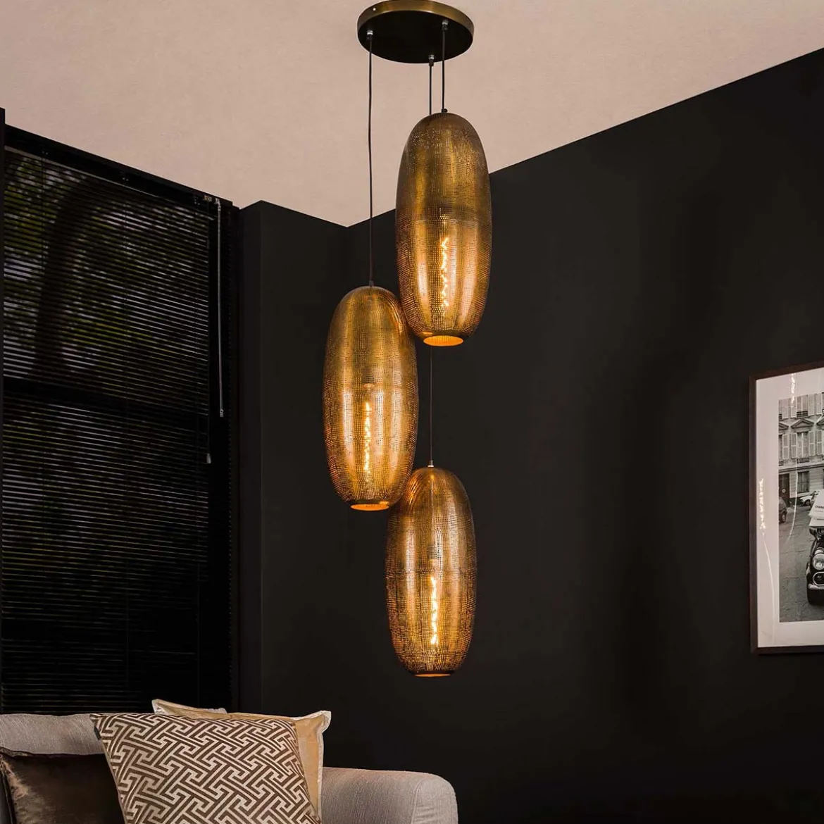 Getrapte hanglamp brons met gaatjes - Santa Cosmic