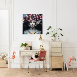Glas portret - Kare Design Flower Art Lady