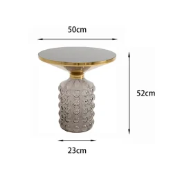 Glazen bijzettafel met relief - Kare Design Lola