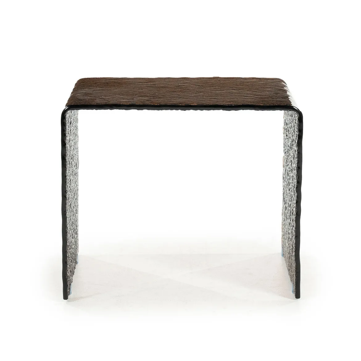 Glazen bijzettafel retro bruin - By-Boo Ripple