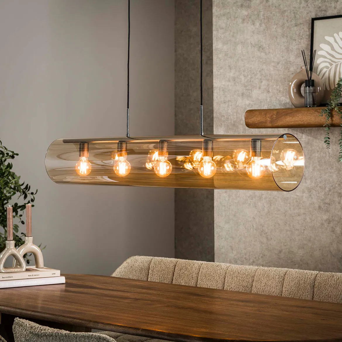 Glazen buis hanglamp amberglas - Santa Amber Glas