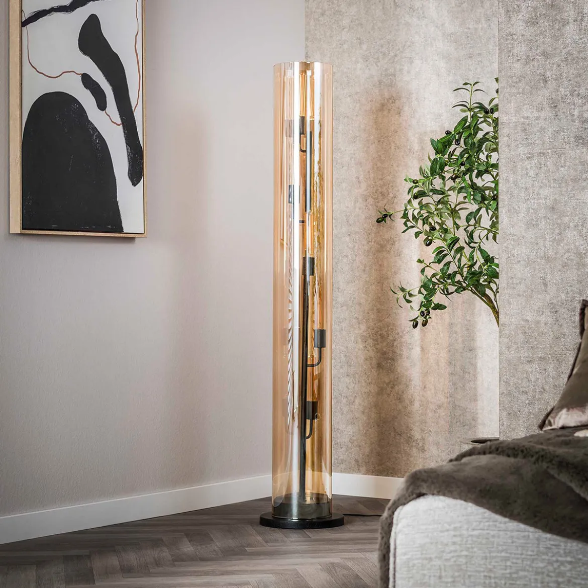 Glazen buis vloerlamp amberglas - Santa Amber Glas