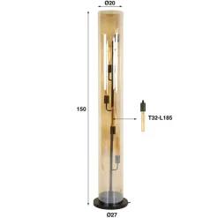 Glazen buis vloerlamp amberglas - Santa Amber Glas