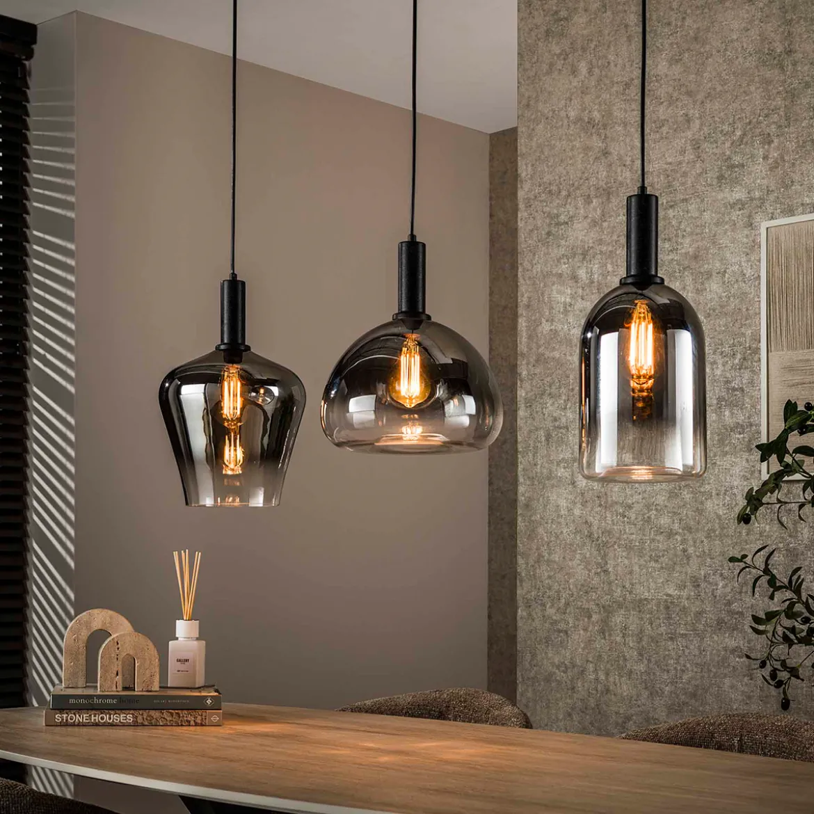 Glazen hanglamp zilver grijs - Santa Zenith