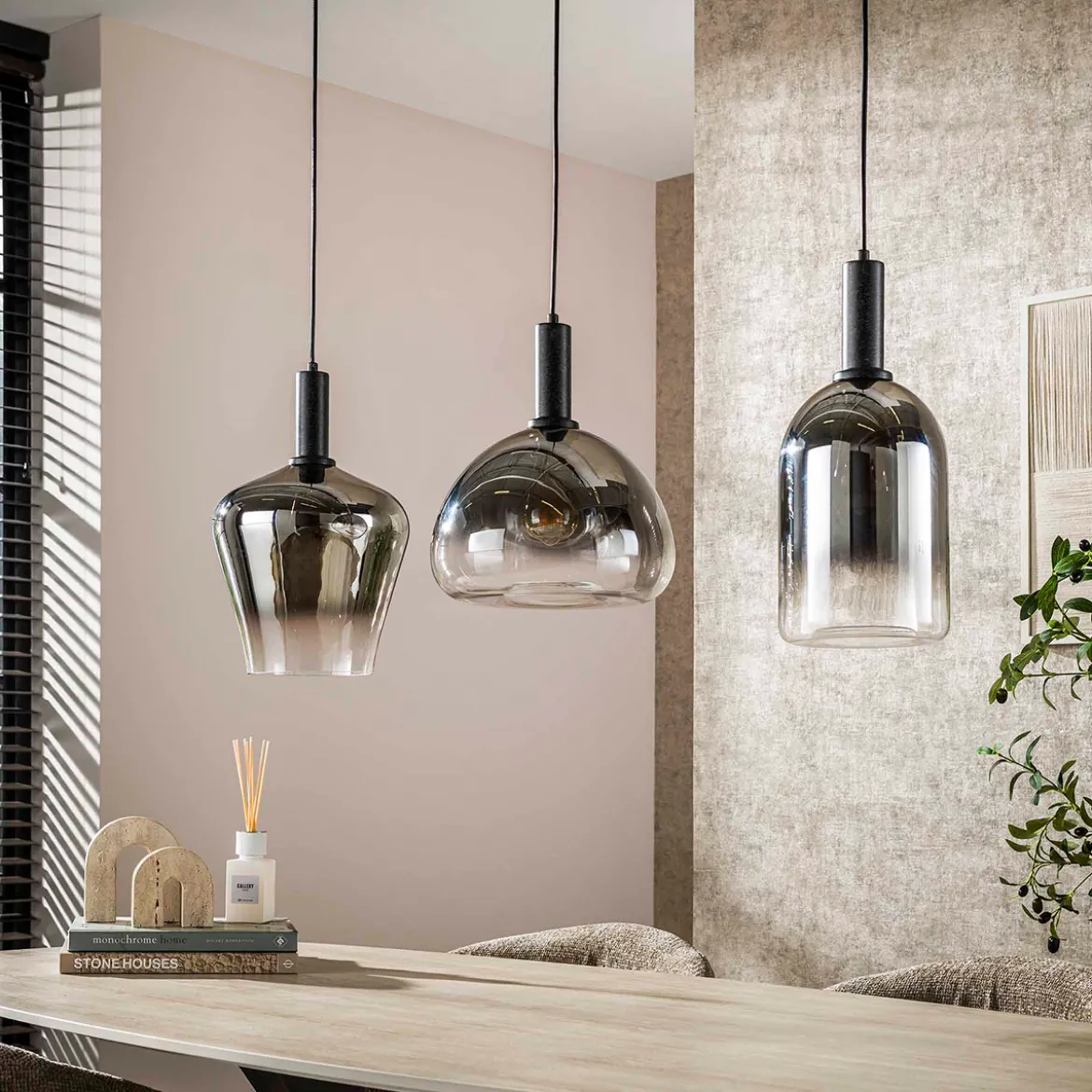 Glazen hanglamp zilver grijs - Santa Zenith