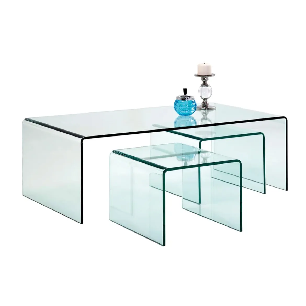 Glazen salontafel set 3-delig - Kare Design Clear Club