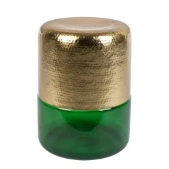 Gouden bijzettafel met glas - Dutchbone Cave