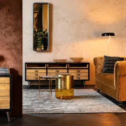 Gouden bijzettafel met glas - Dutchbone Cave