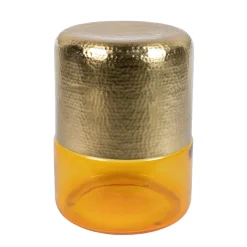 Gouden bijzettafel met glas - Dutchbone Cave
