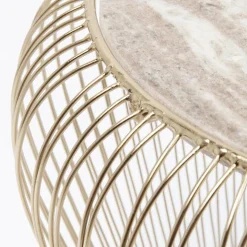Gouden bijzettafel met marmer - Kare Design Beam Grey