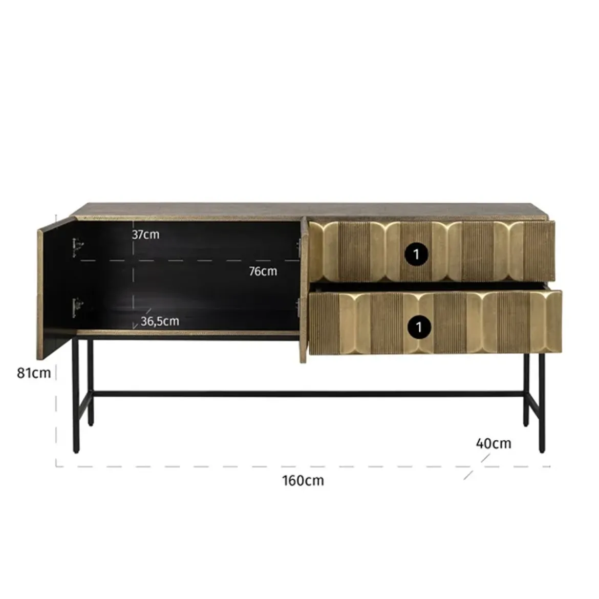 Gouden dressoir op hoge poten - Richmond Interiors Jaxx