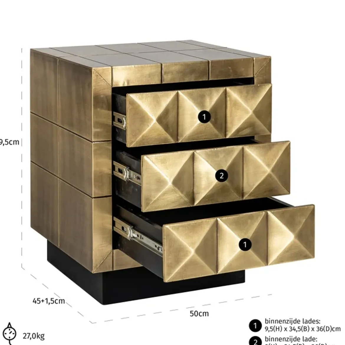 Gouden nachtkastje - Richmond Interiors Collada