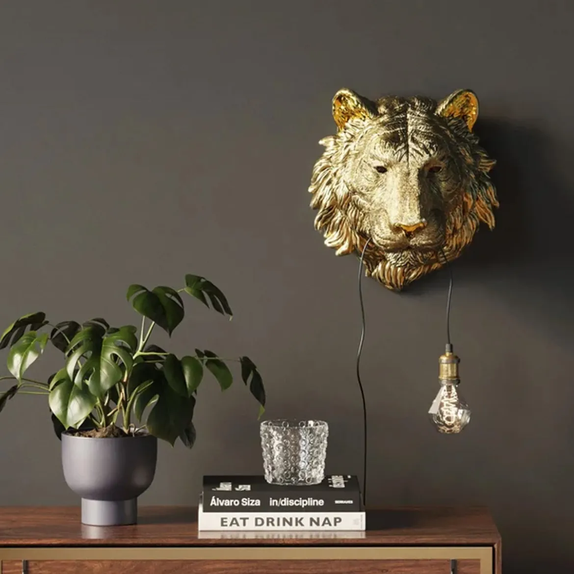 Gouden tijger wandlamp - Kare Design Tiger Head