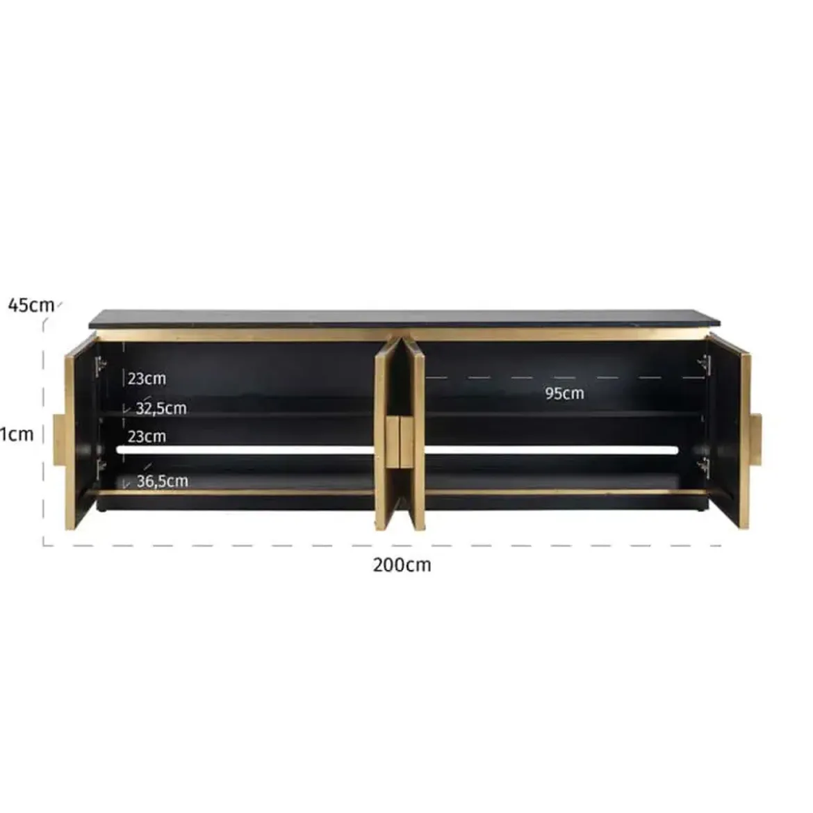 Gouden tv-dressoir met ribbels - Richmond Interiors Ironville
