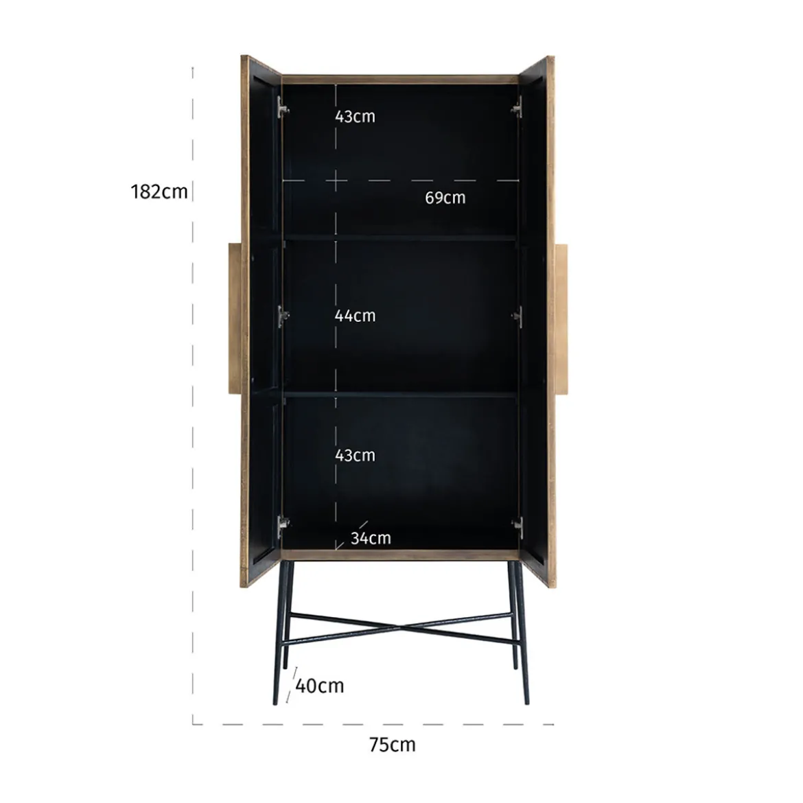 Gouden wandkast ribbelmotief - Richmond Interiors Ironville