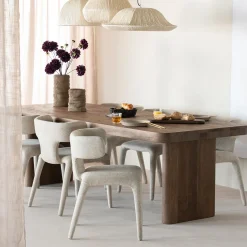 Grote eettafel bruin mangohout - Eleonora Edward