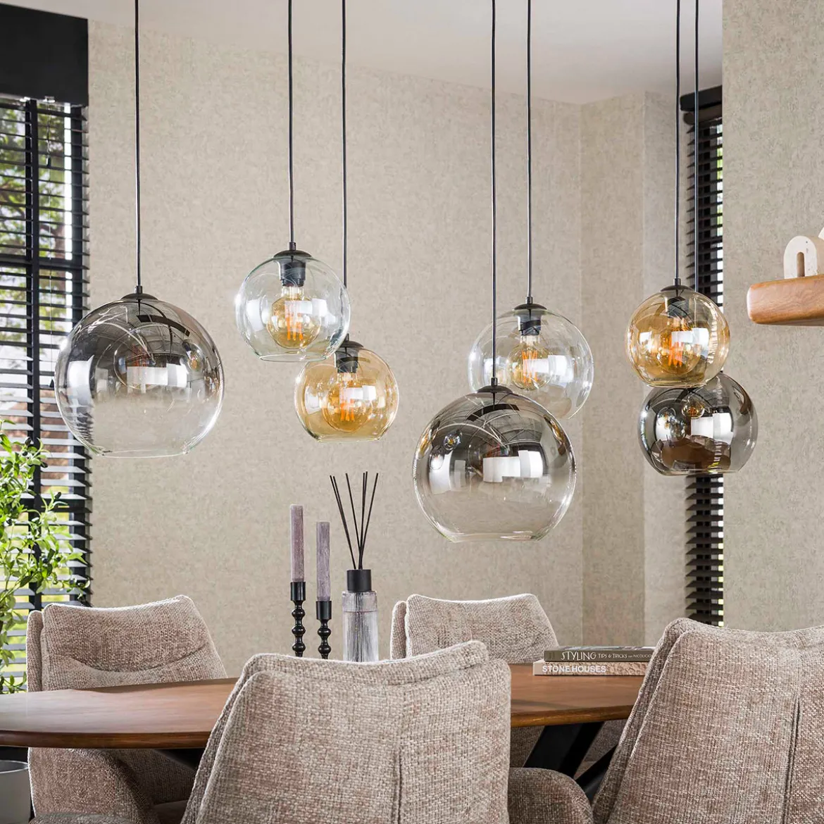 Grote hanglamp met glazen bollen - Santa Multi Globe XL