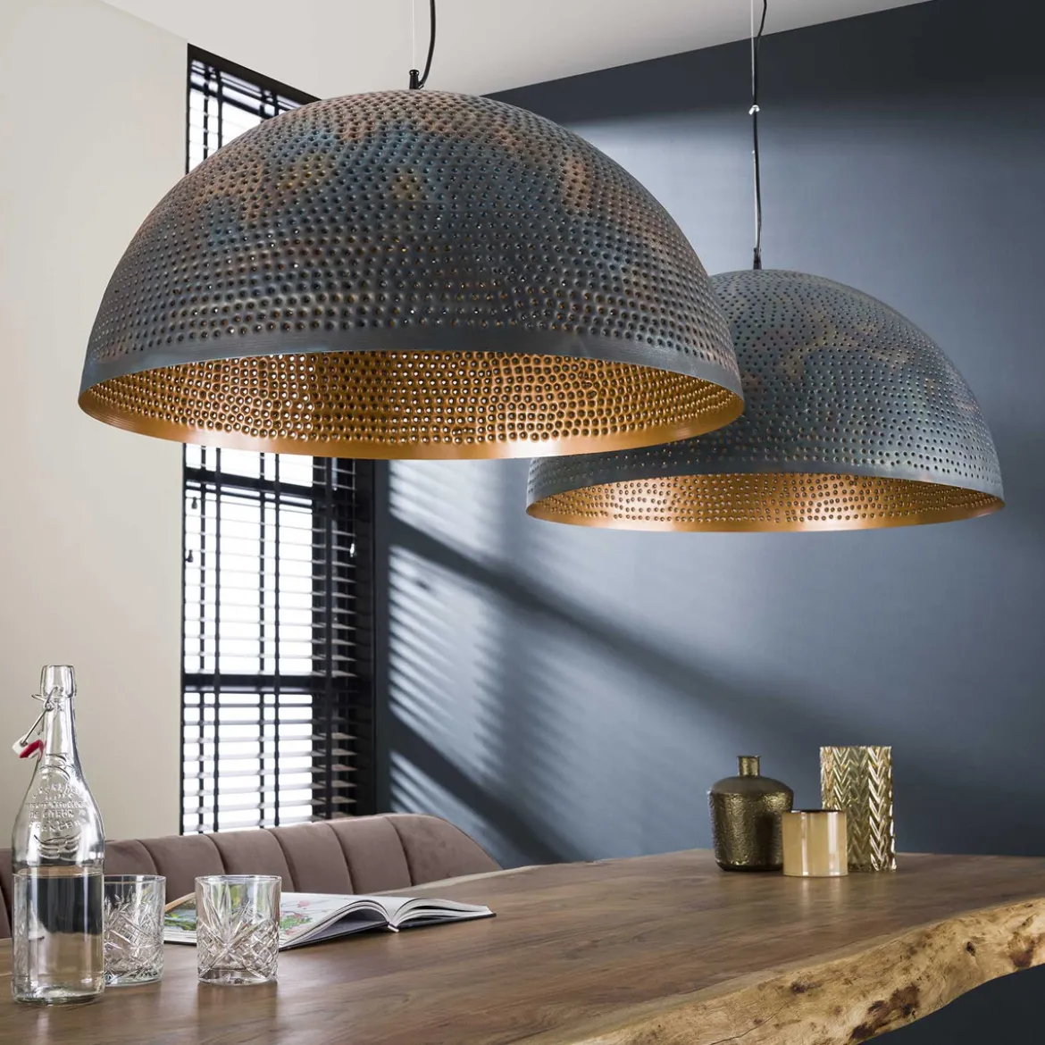 Grote hanglamp rond industrieel - Santa Punch