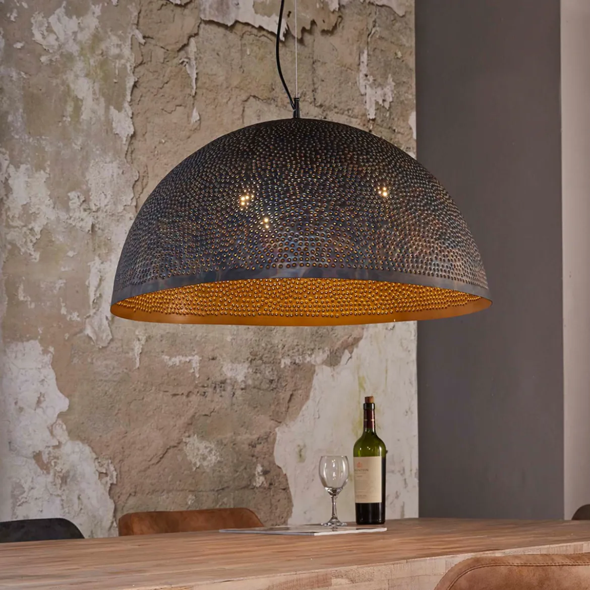 Grote hanglamp rond industrieel - Santa Punch