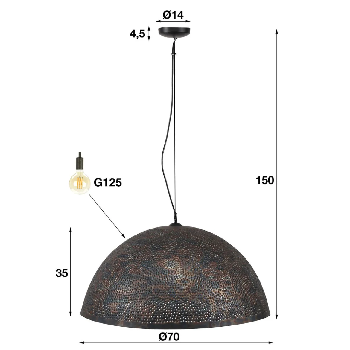Grote hanglamp rond industrieel - Santa Punch