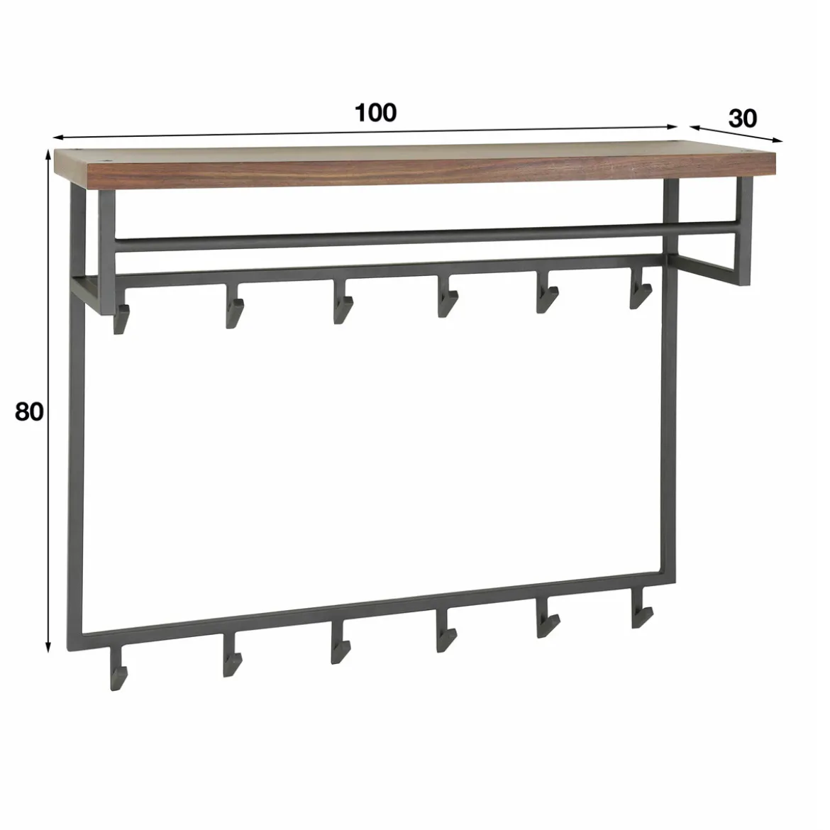 Grote kapstok met houten plank - Santa Daytona