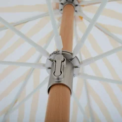 Grote parasol Ibiza stijl 256 cm geel - Brafab Gatsby Yellow Stripe