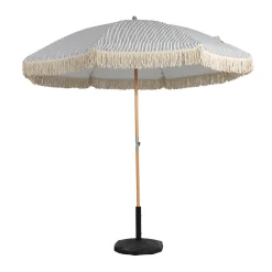 Grote parasol Ibiza stijl 256 cm grijs - Brafab Gatsby Grey Stripe