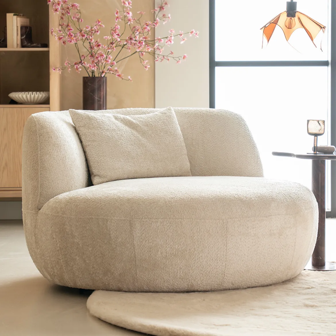 Grote ronde fauteuil draaibaar - SEVN Emily