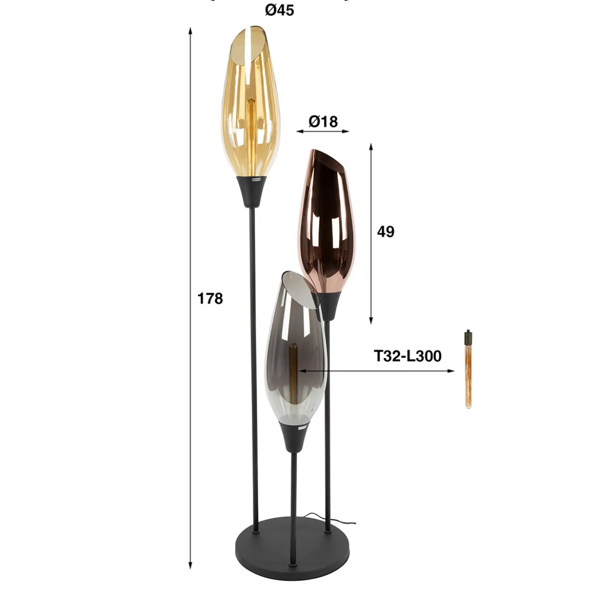 Grote vloerlamp met gekleurd glas - Santa Cocoon XL
