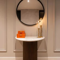 Halfronde wandtafel marmer en hout - Richmond Interiors Mayfield