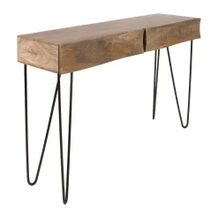 Haltafel mangohout met golvend front - Giani Ocean
