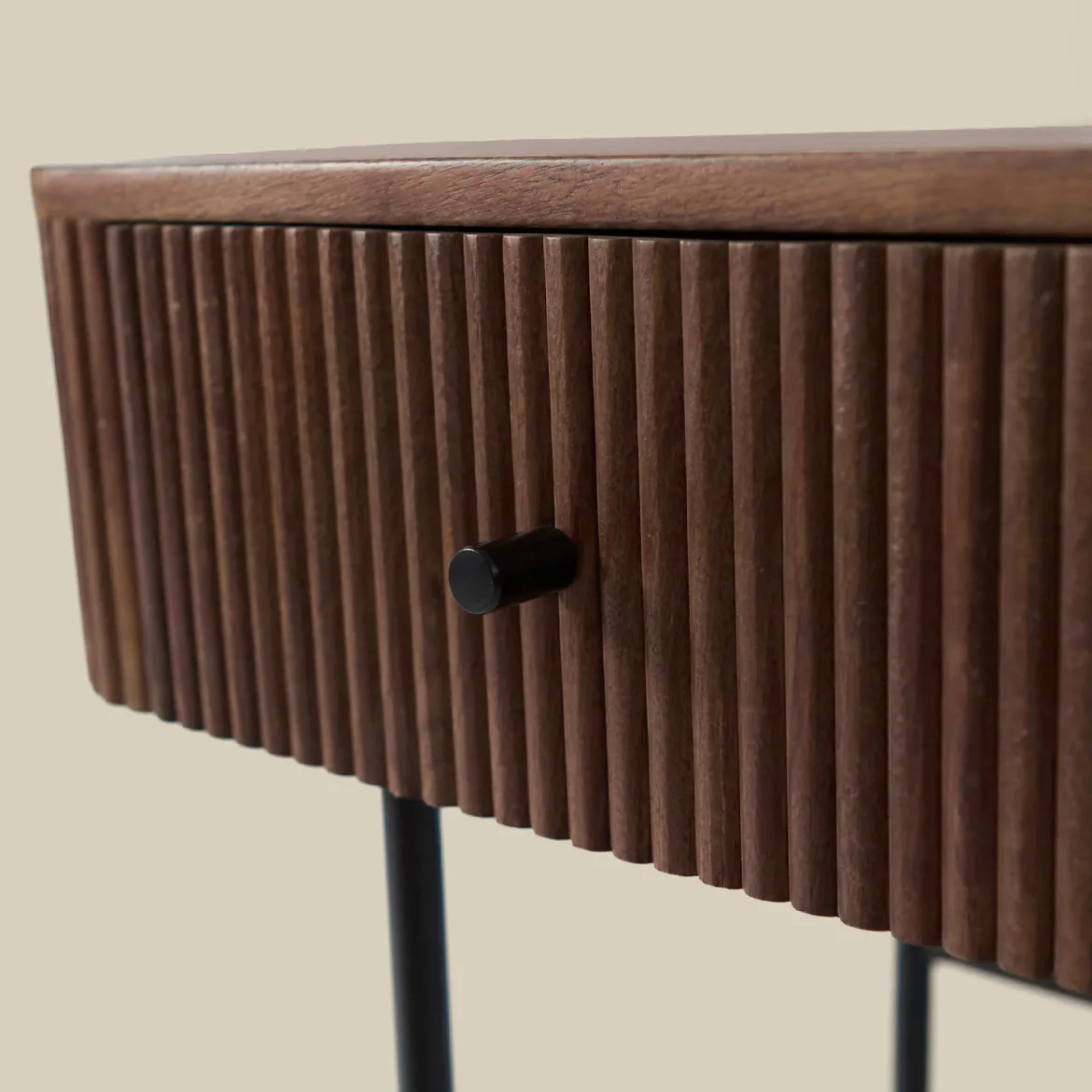 Haltafel ribbel hout 80 cm - Bodio Mirah