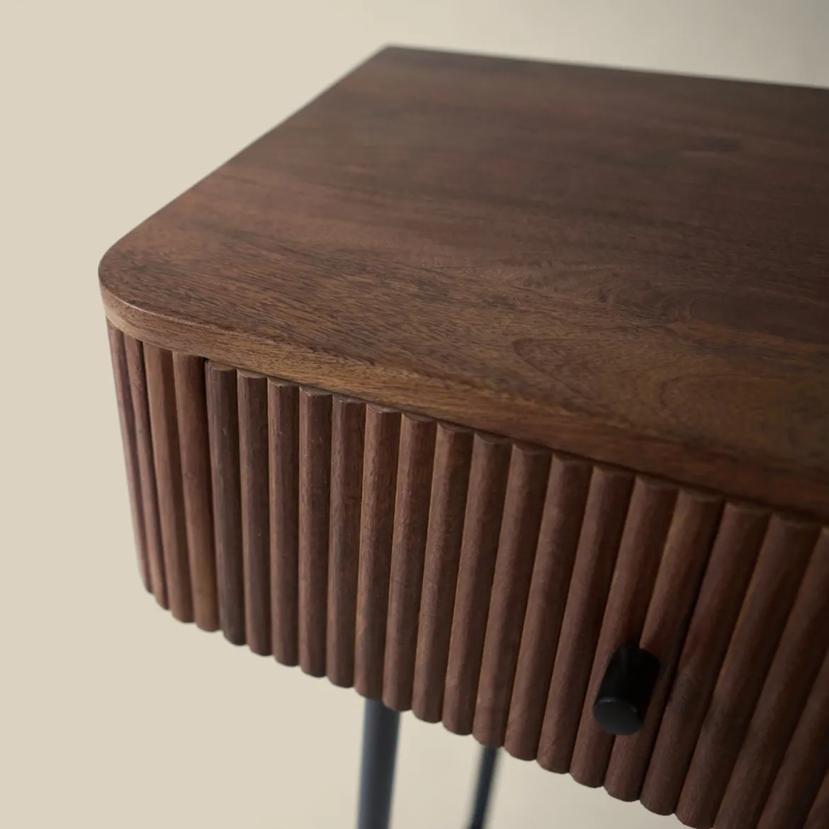 Haltafel ribbel hout 80 cm - Bodio Mirah