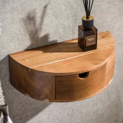Hangend nachtkastje half rond hout - Giani Curve