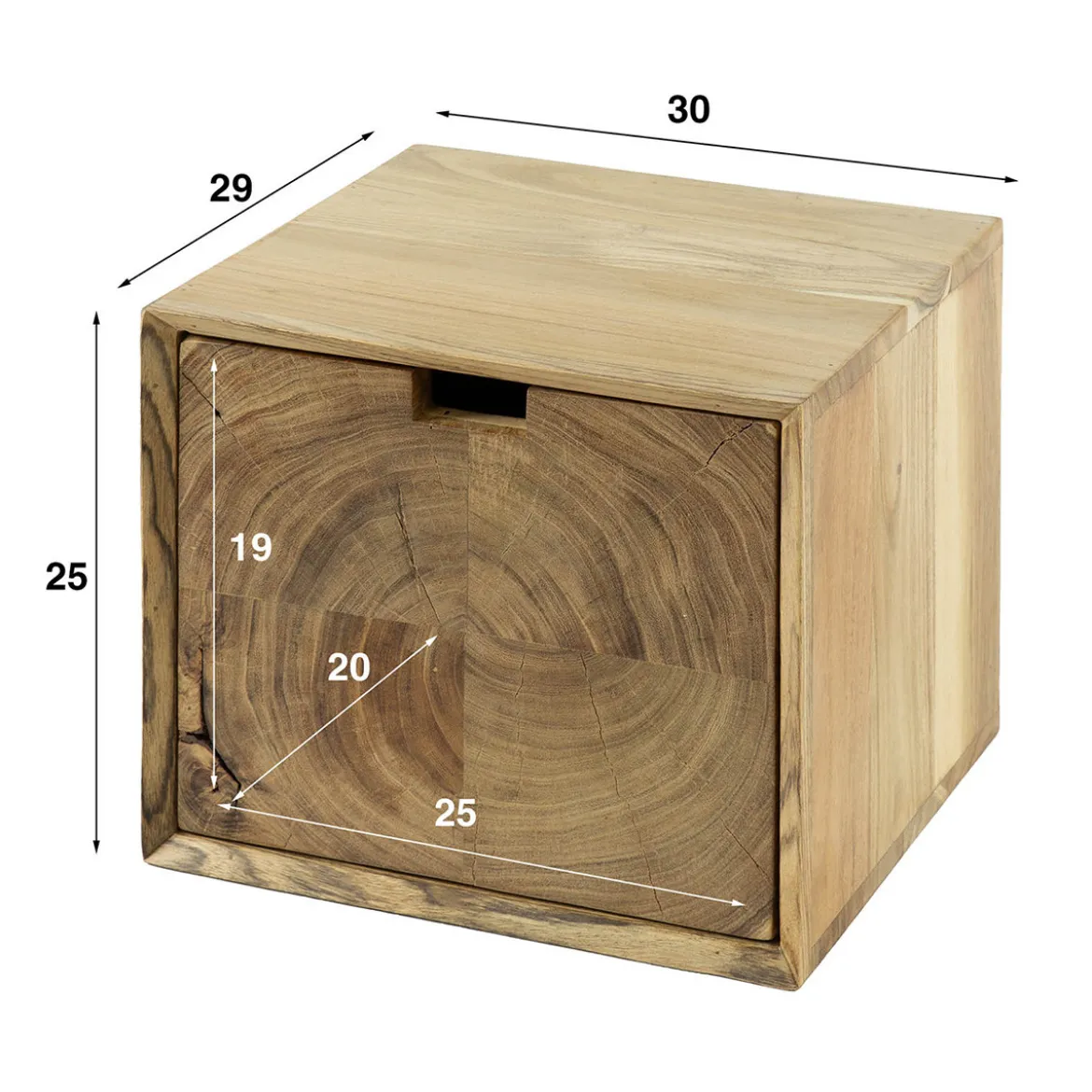 Hangend nachtkastje hout met grote lade - Giani Block