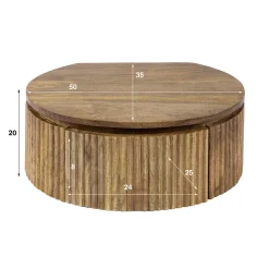 Hangend nachtkastje rond hout - Giani Wave Rond
