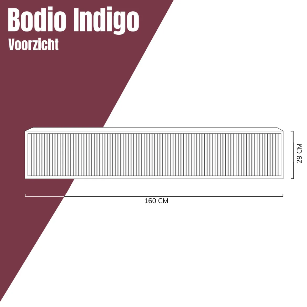 Hangend tv-meubel ribbel hout - Bodio Indigo