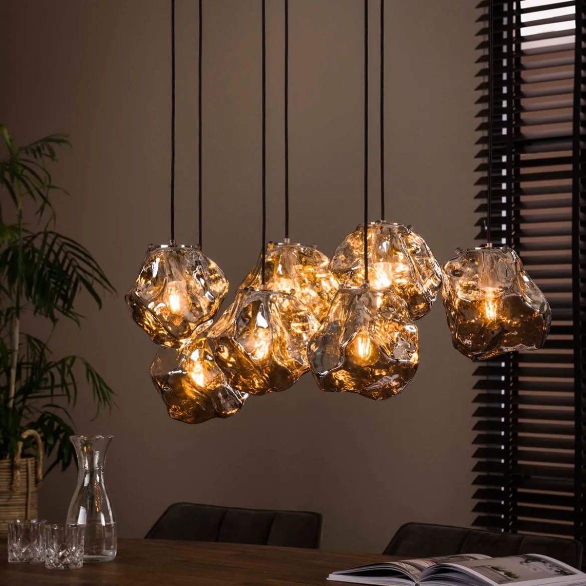 Hanglamp eettafel met glazen stenen - Santa Rock