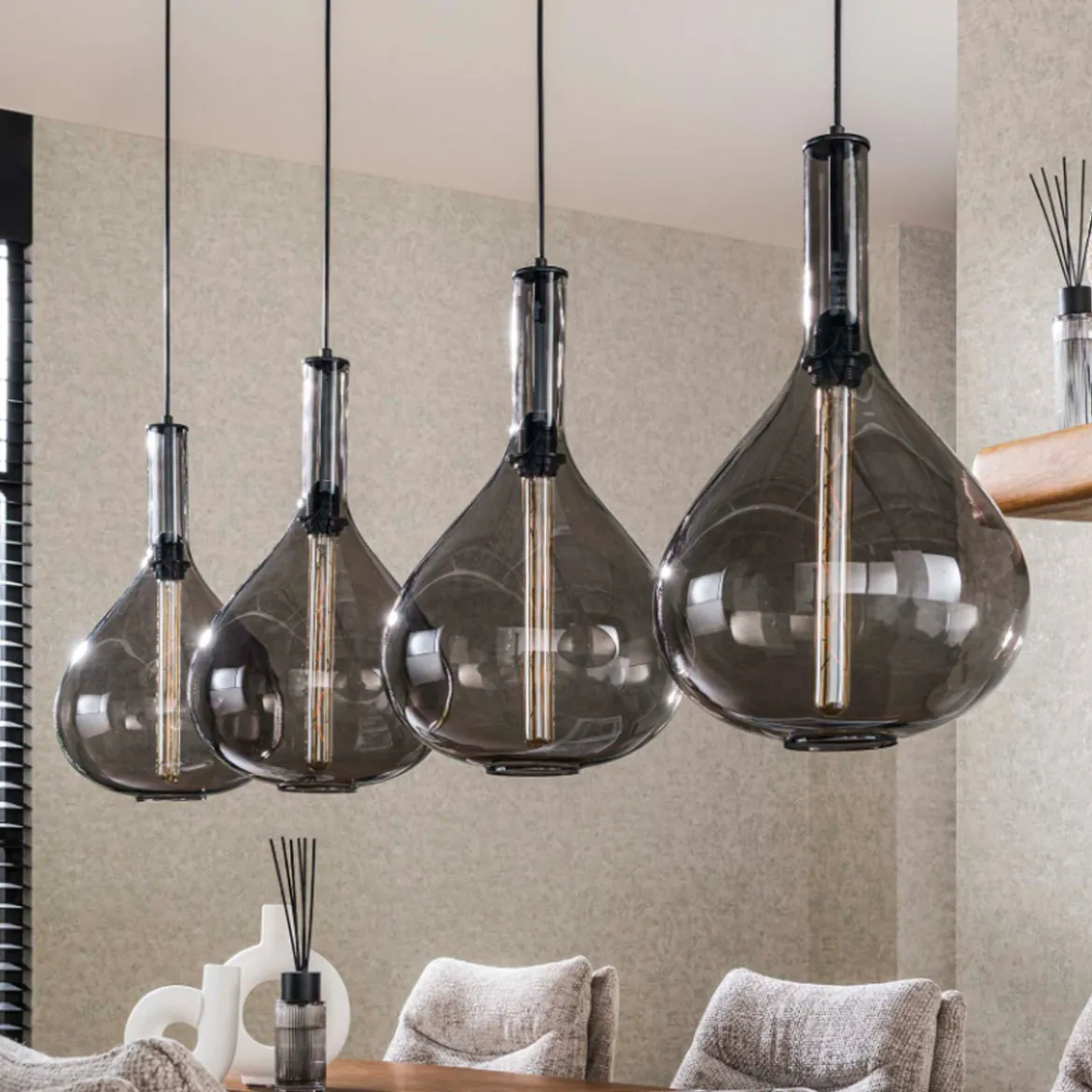 Hanglamp glas druppels - Santa Drop Smoke Glass