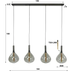 Hanglamp glas druppels - Santa Drop Smoke Glass