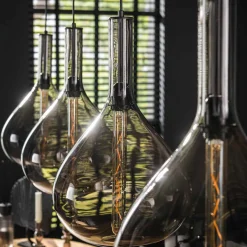 Hanglamp glas druppels - Santa Drop Smoke Glass
