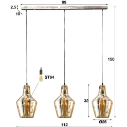 Hanglamp glazen kegel - Santa Amber Glas