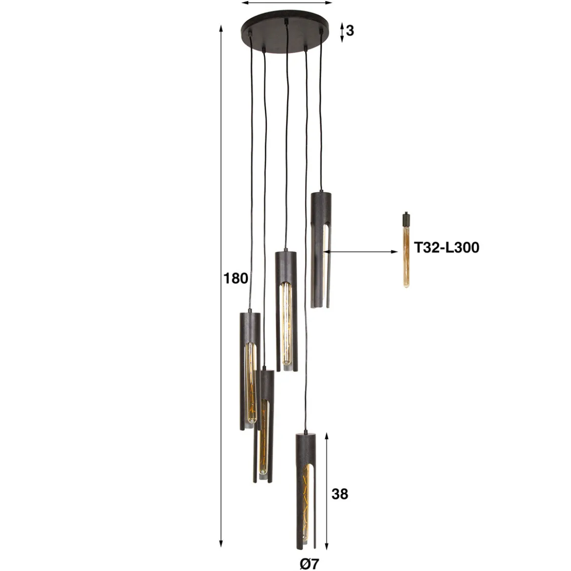 Hanglamp met 5 buizen - Santa Tube