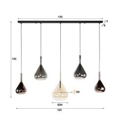 Hanglamp met druppelvormige glazen - Santa Wings