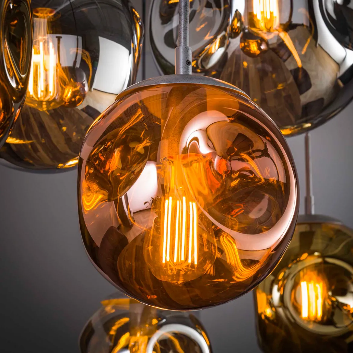 Hanglamp met 7 glazen bollen - Santa Stellar