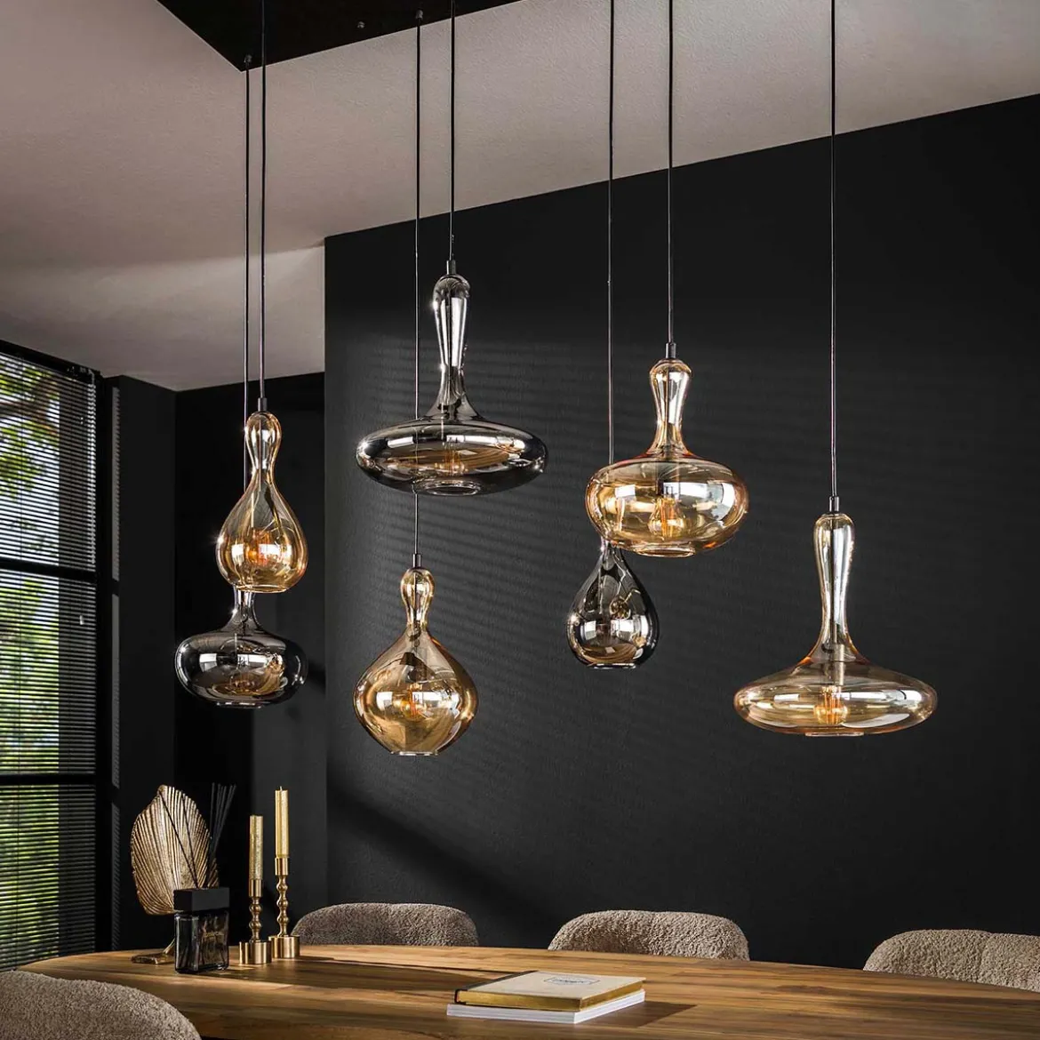 Hanglamp met glazen karaffen - Santa Karaf