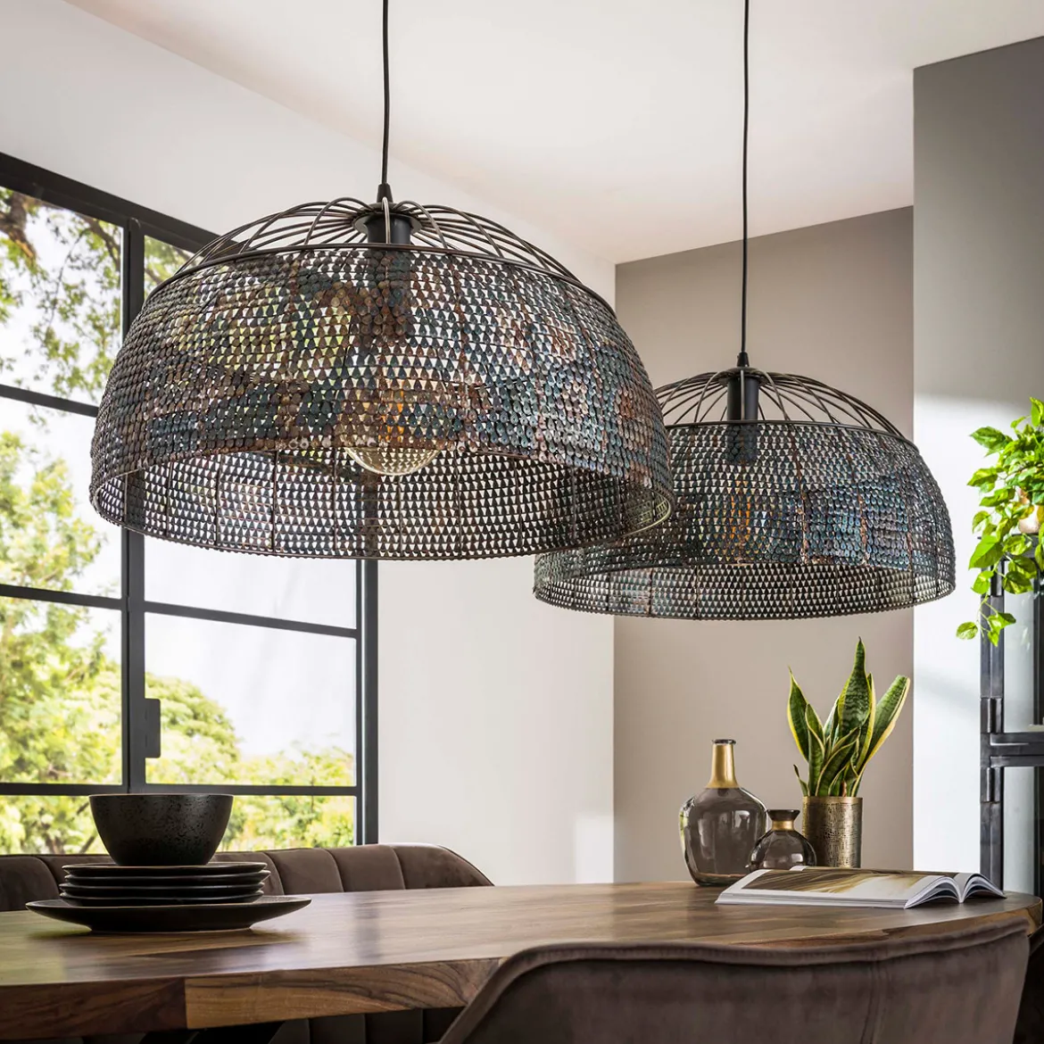 Hanglamp met metalen kappen - Giani Armor