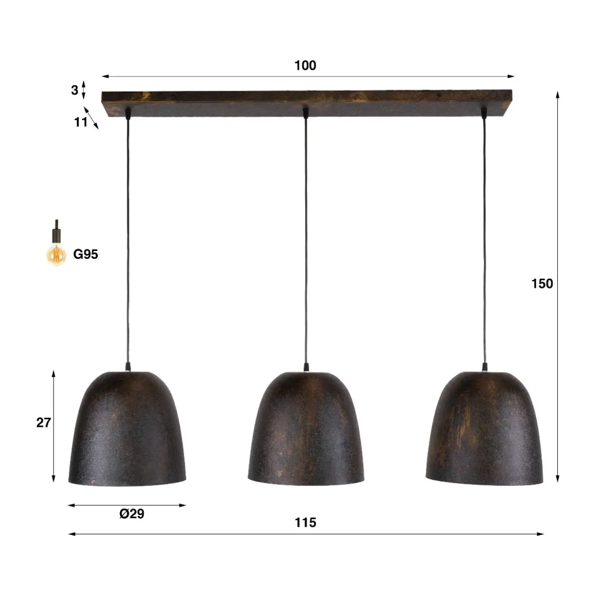 Hanglamp met metalen kappen - Santa Nova