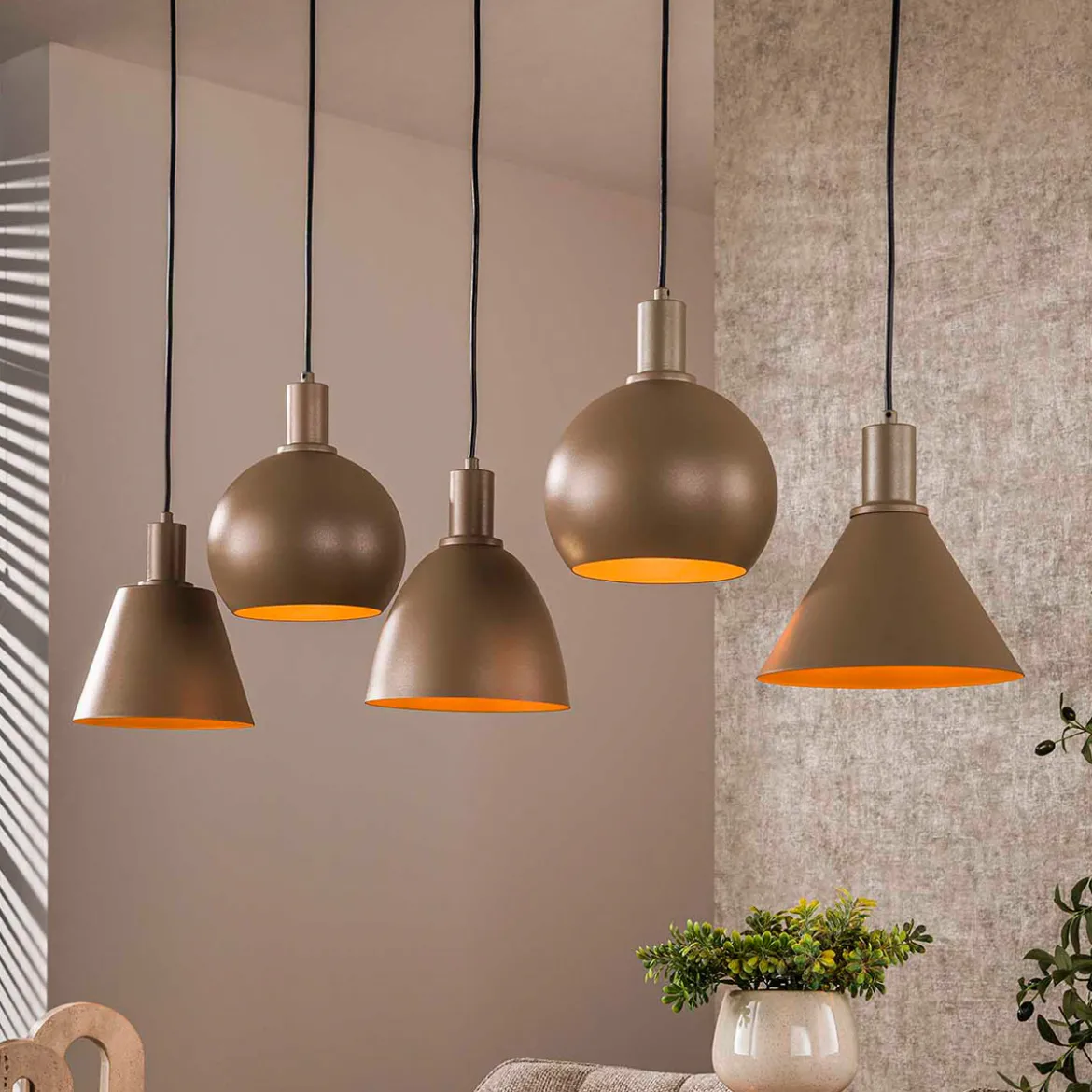 Hanglamp mix 5-lichts - Santa Metallo