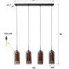 Hanglamp rookglas en geperforeerd staal - Santa Smoke Glass